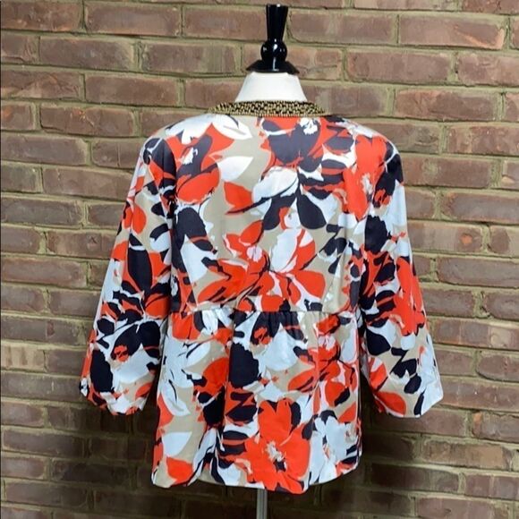 Lane Bryant Beaded Neck Floral 3/4 Sleeve Jacket - Picture 5 of 7